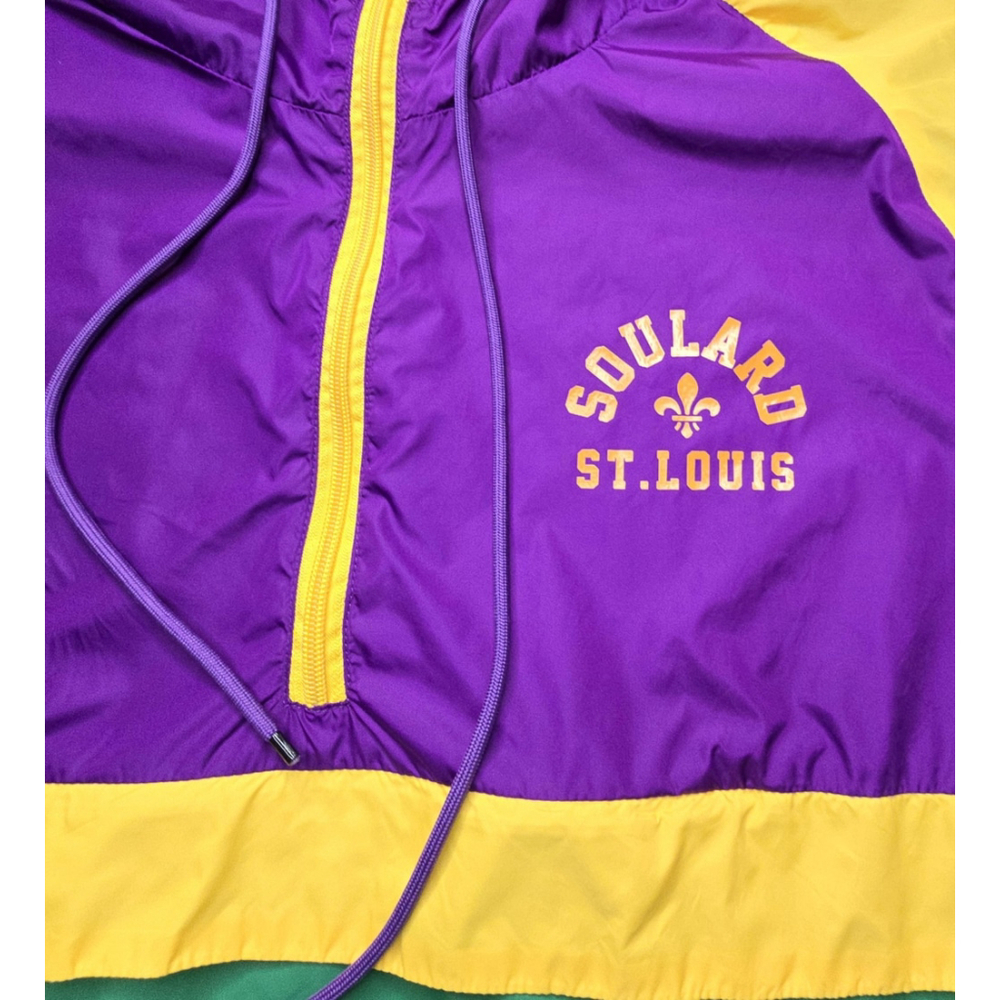 Vintage Style Colorblock Windbreaker Breaker Jacket Mardi Gras Pullover Mens L - Picture 4 of 8